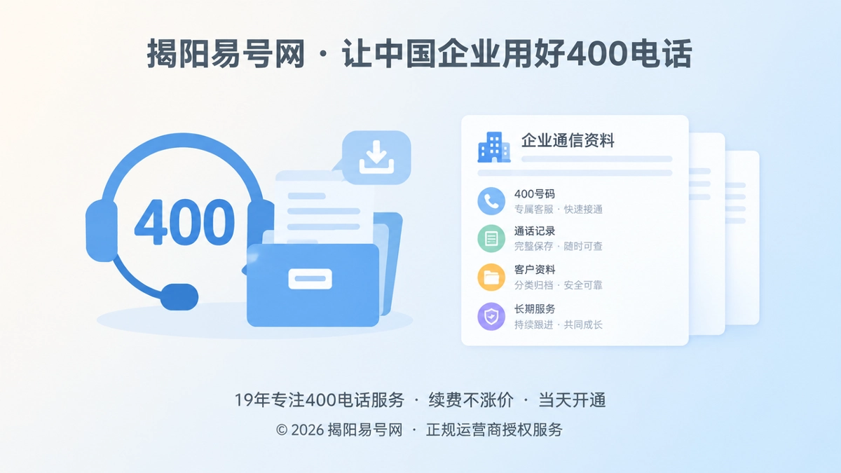 揭阳易号网400电话诚实服务与长期经营主题首图